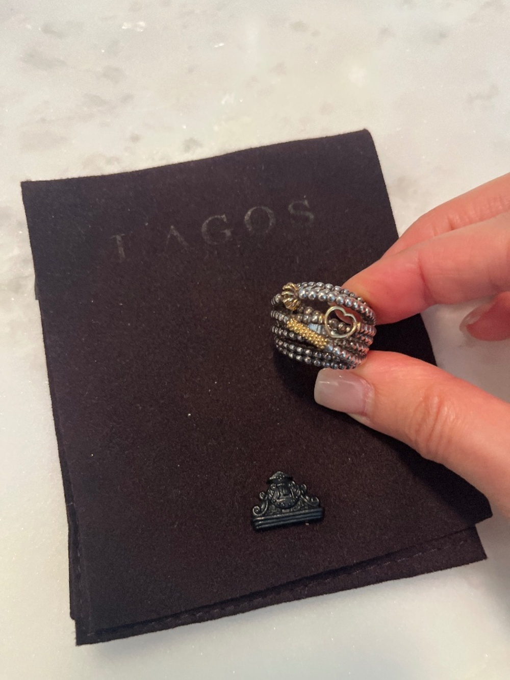Lagos ring 2 tone with heart